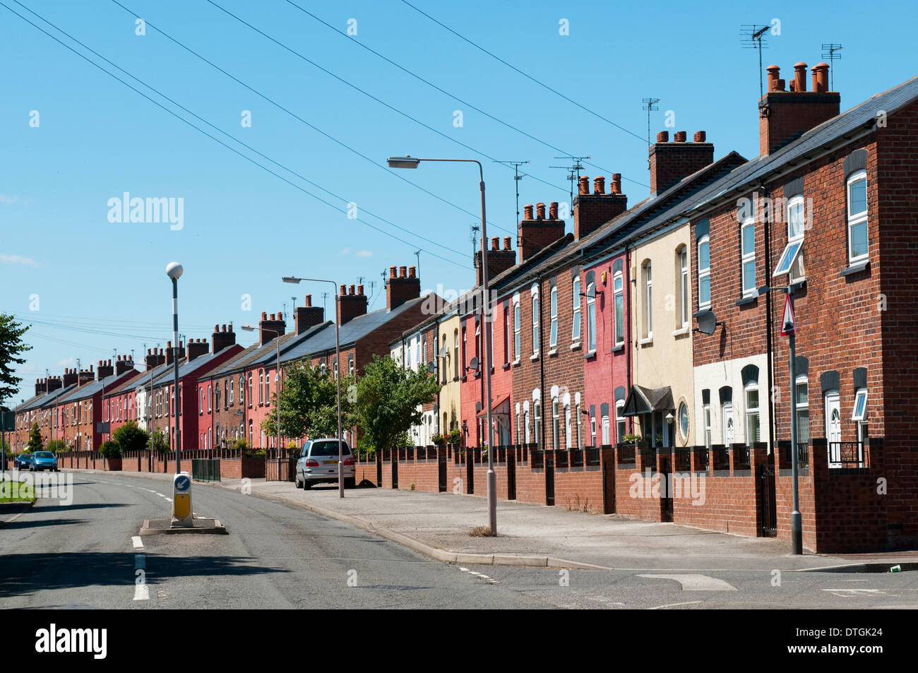 Row of terraced houses in Church Warsop, Nottinghamshire England UK