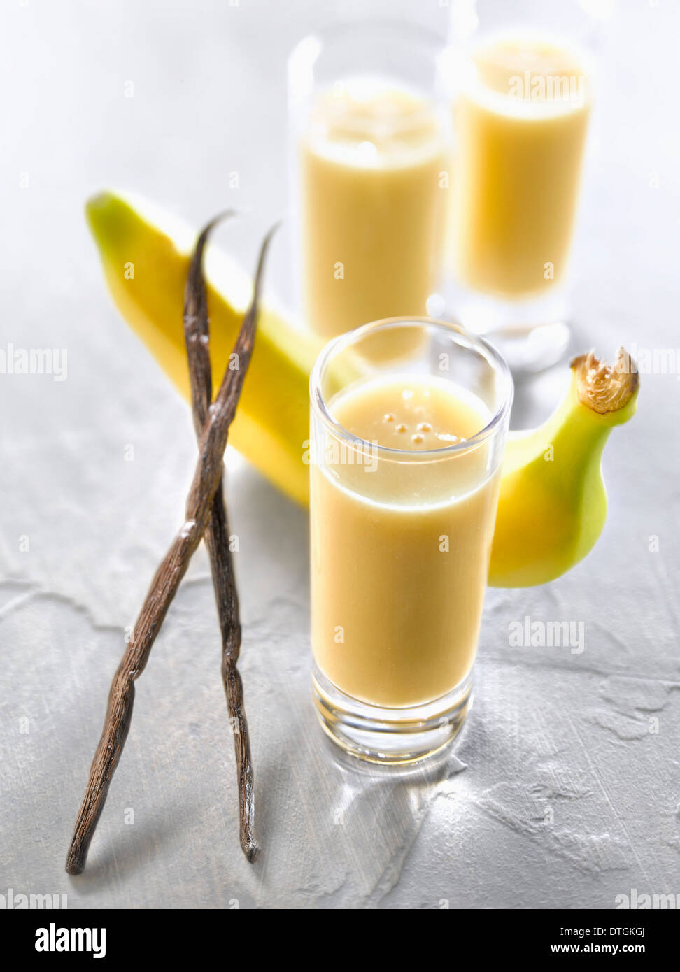 Banana-vanilla smoothies Stock Photo