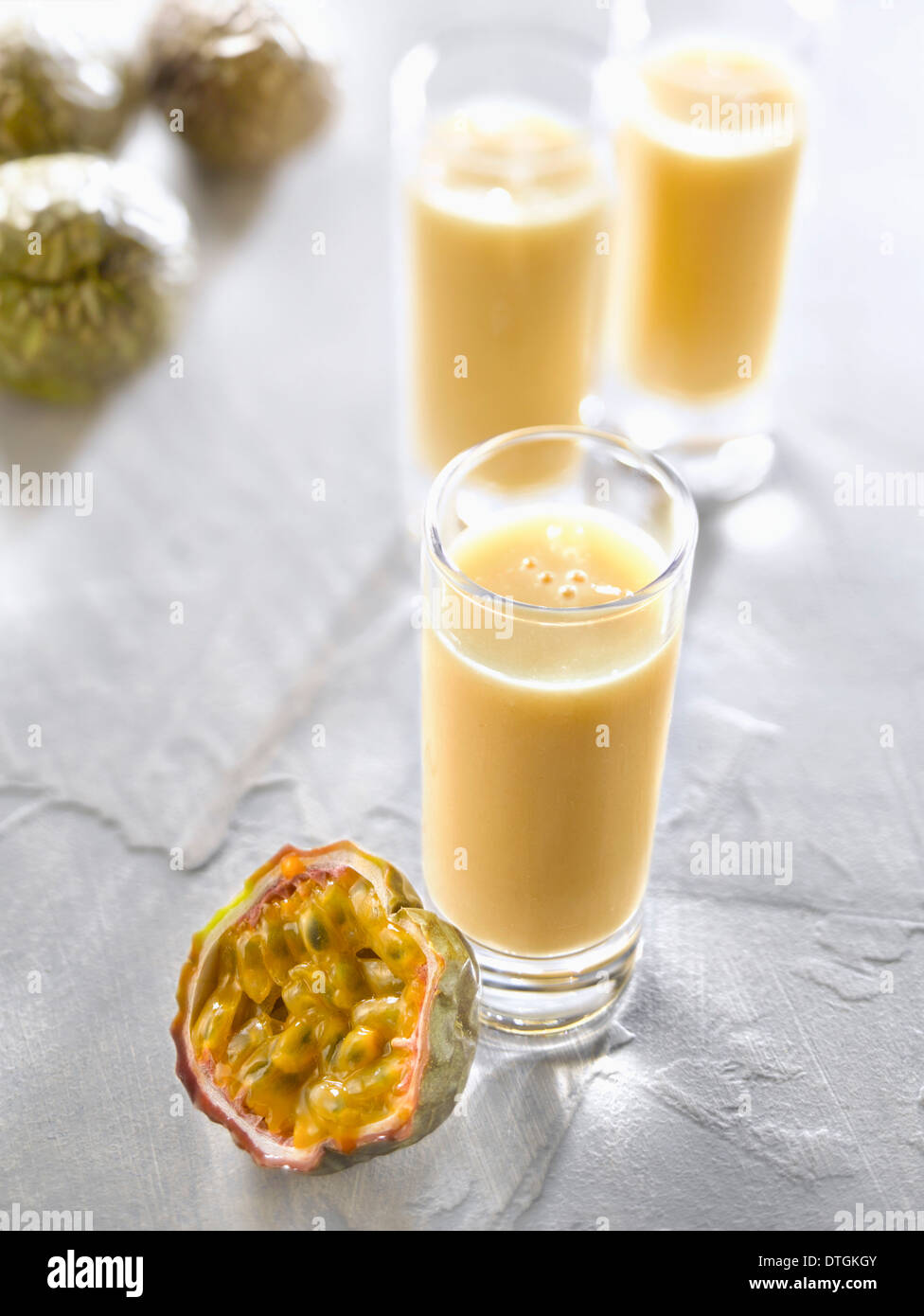 Passionfruit smoothies Stock Photo