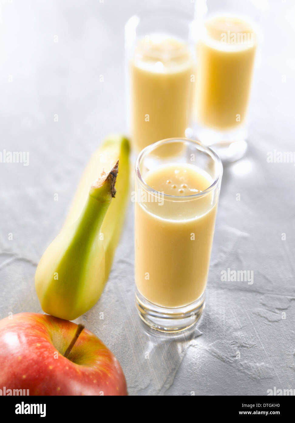 Banana-apple smoothies Stock Photo