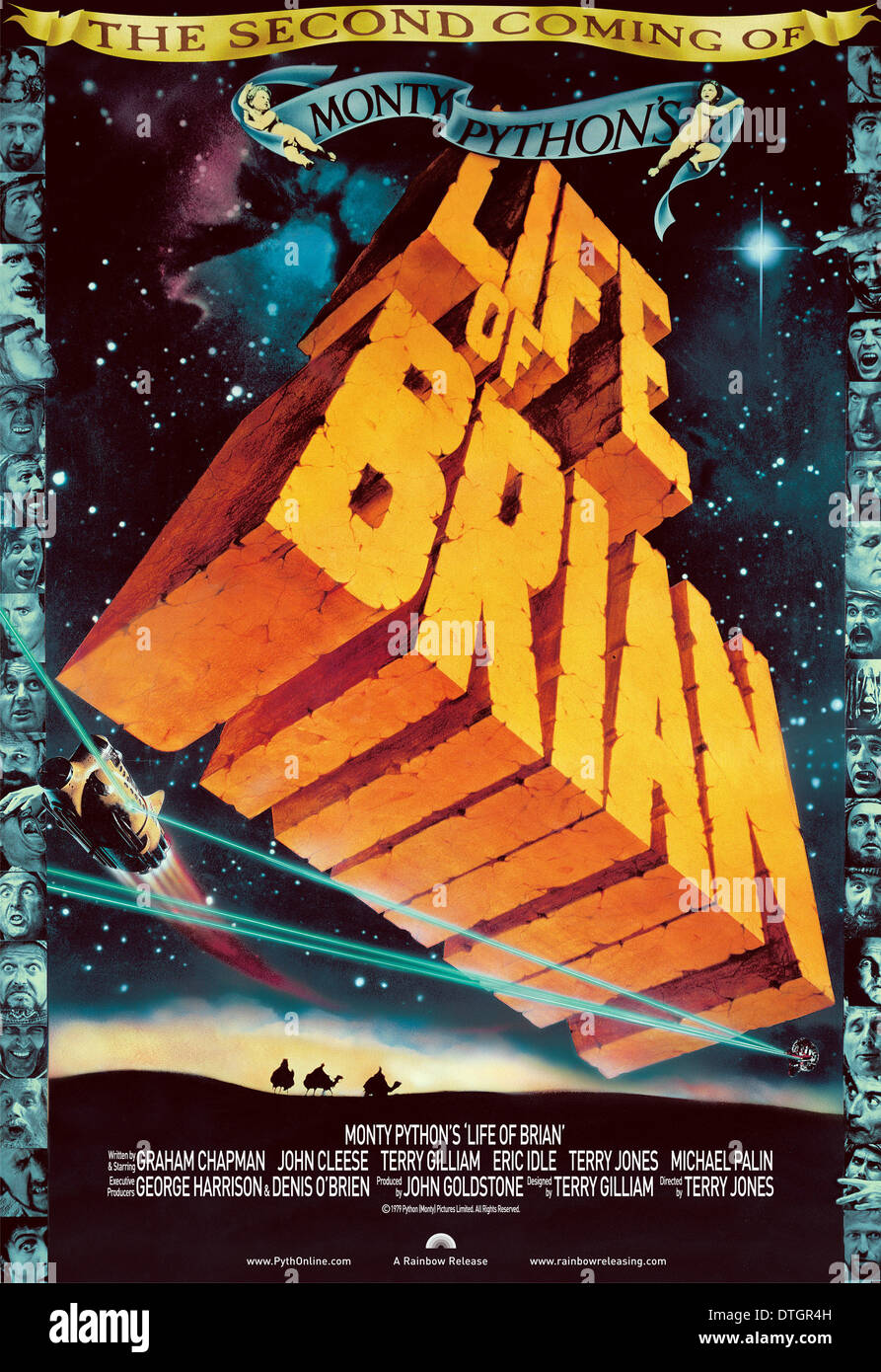 Movie poster of Life of Brian 1979 British comedy film starring and written by the comedy group Monty Python Stock Photo