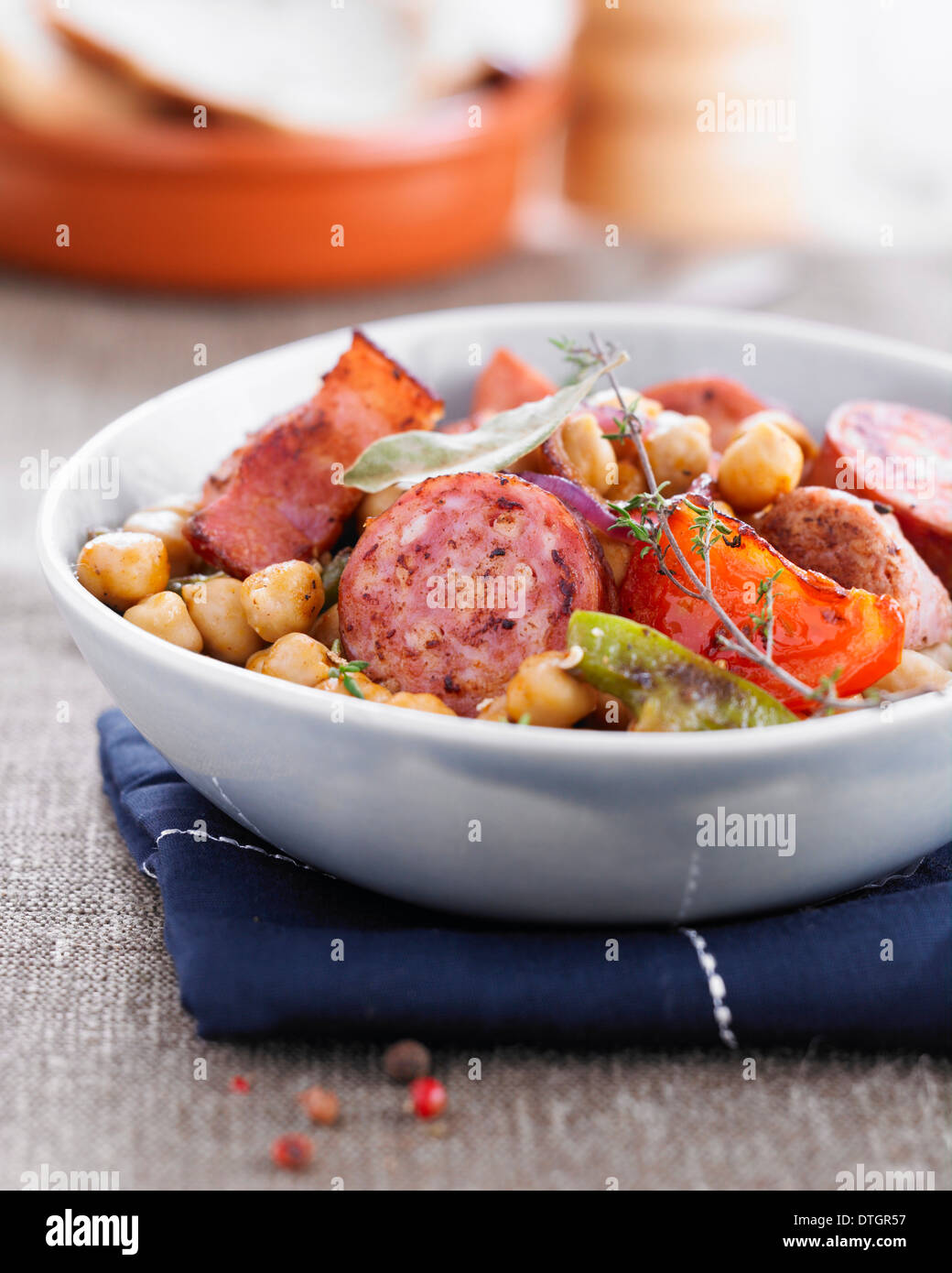 Morteau sausages with chickpeas Stock Photo Alamy