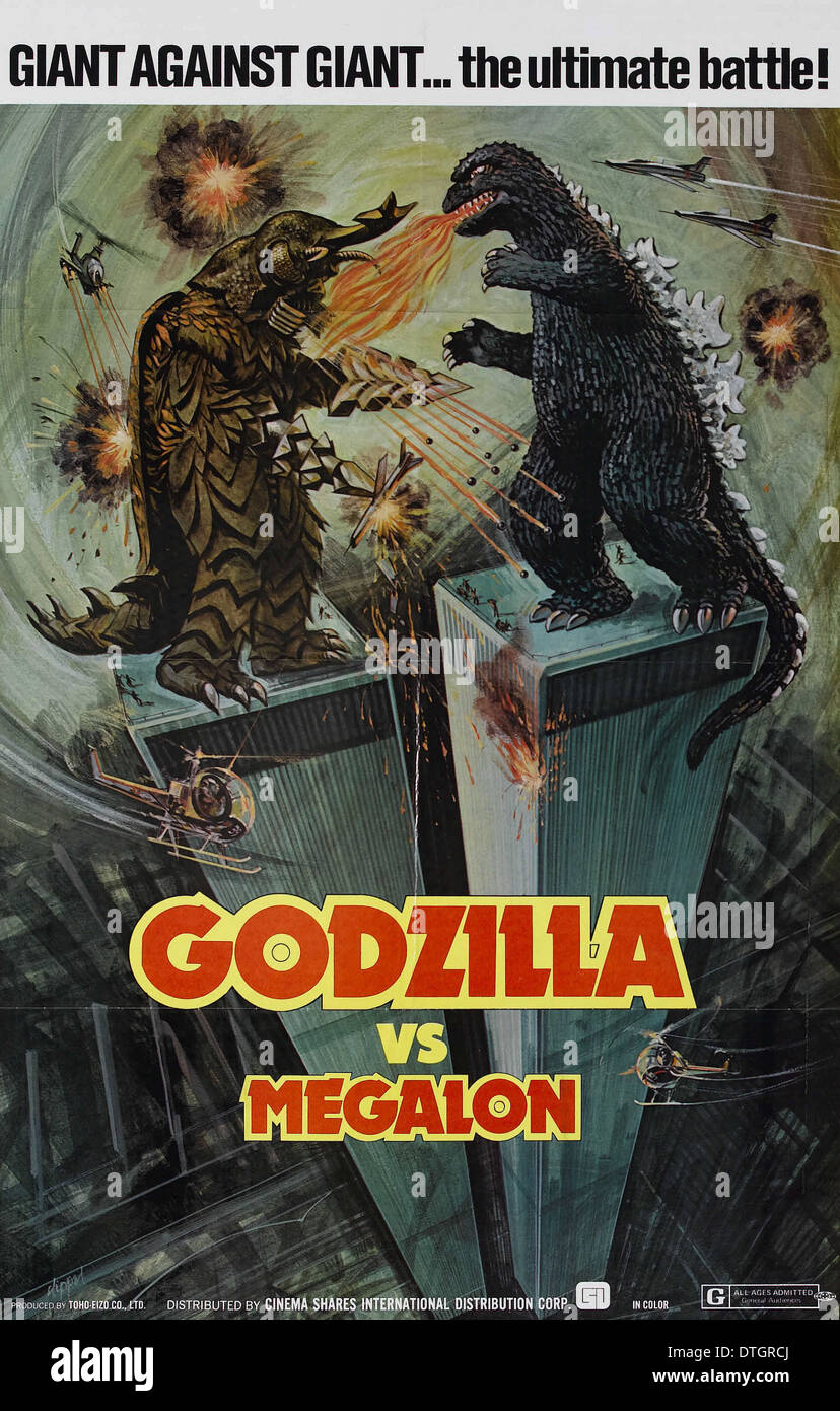 Movie poster of Godzilla - 1973 film Japanese science fiction kaiju film Directed by Jun Fukuda Stock Photo