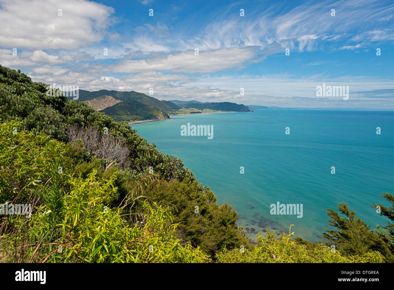 Coastal landscape at East Cape, Ghisborne region, North Island, New Zealand Stock Photo