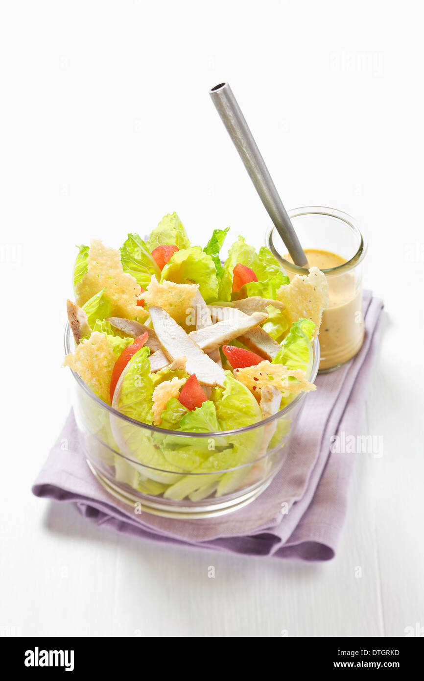 Ceasar salad made with organic chicken Stock Photo