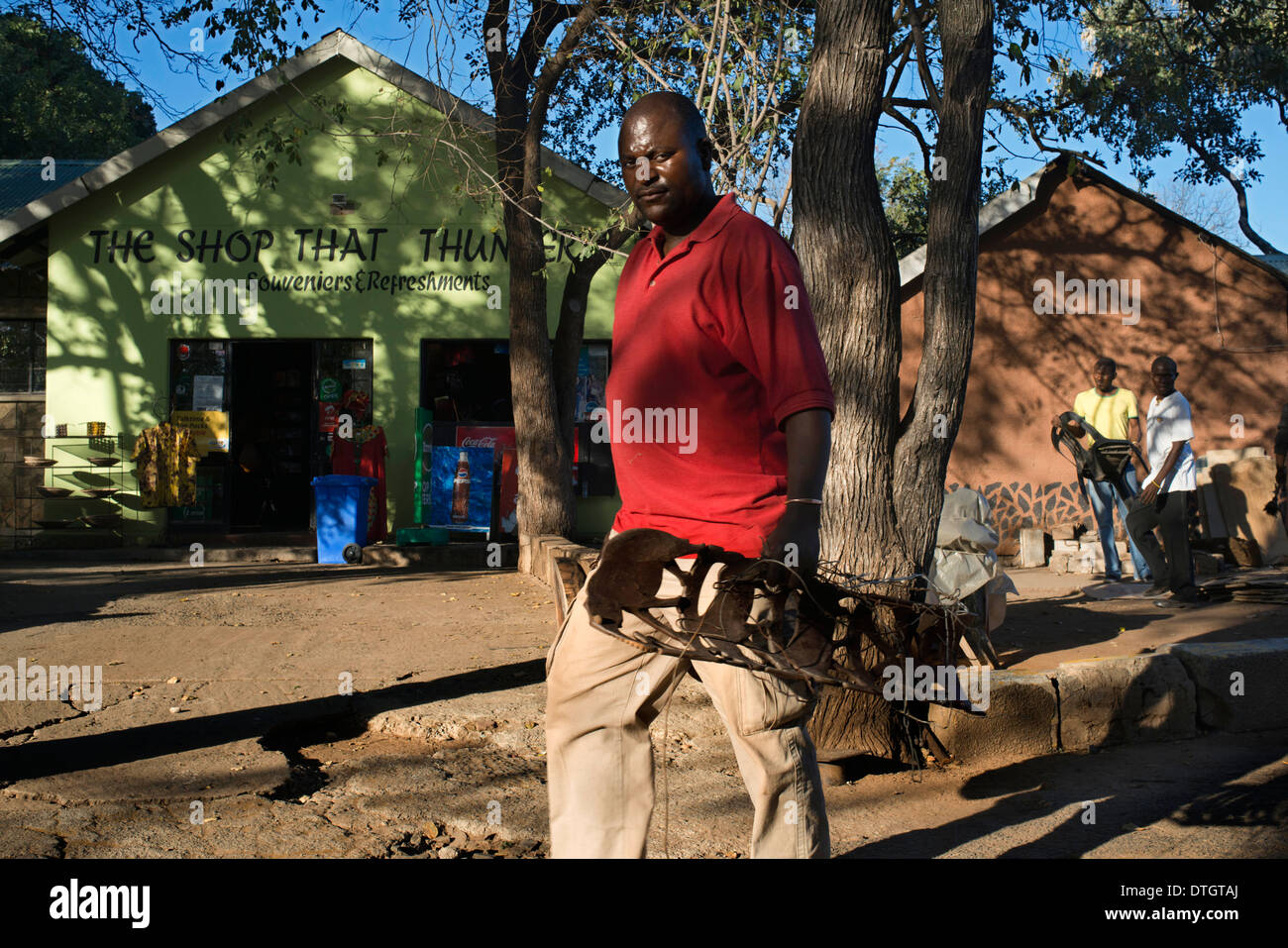 Craft shop next to the Victoria Falls entrance. Head to one of the town