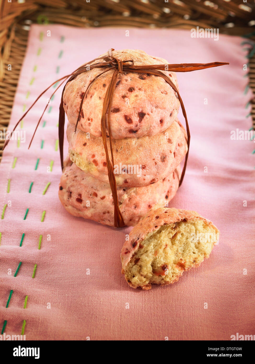 Spelt flour and beetroot bread buns Stock Photo