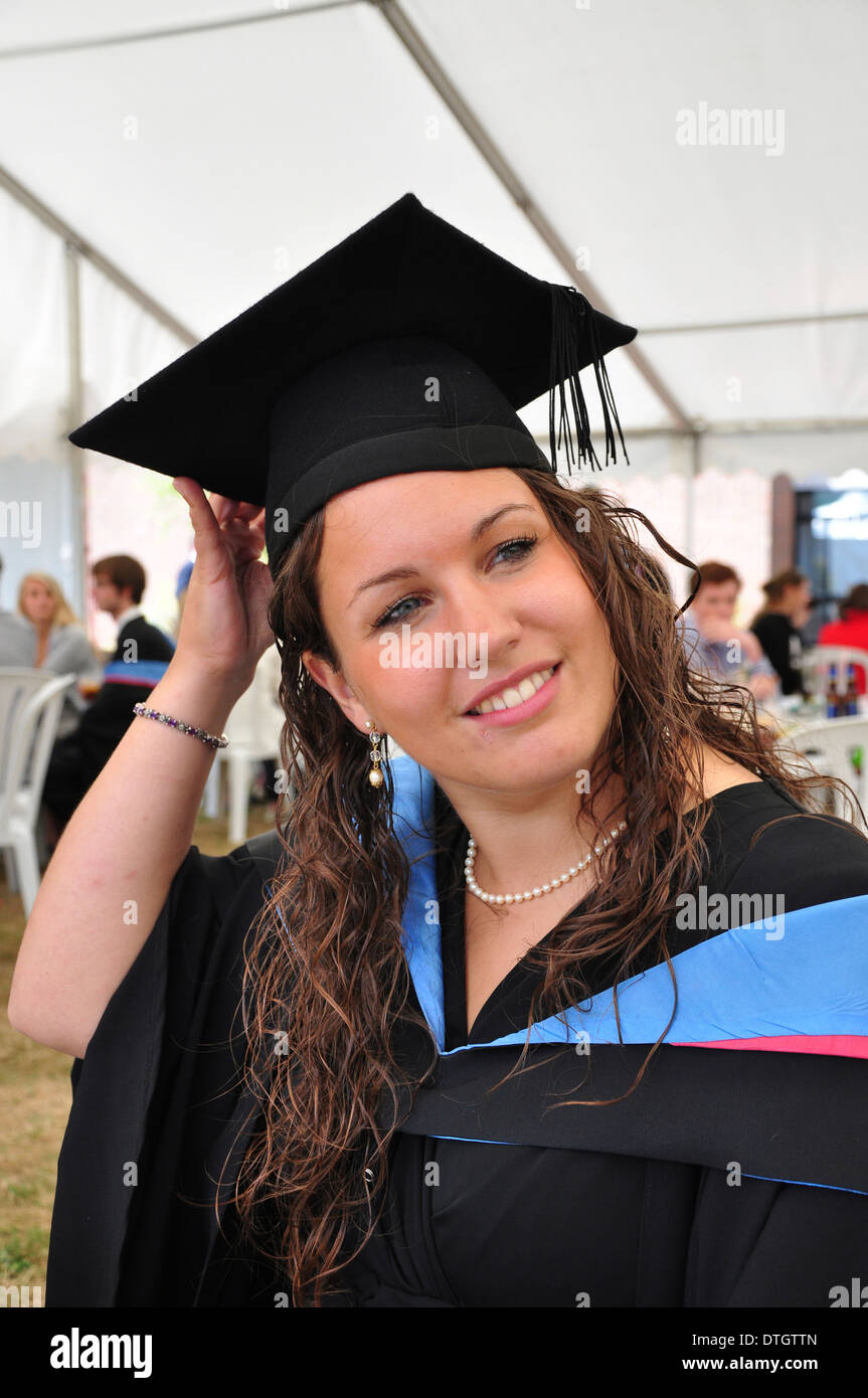 A happy graduate on her graduation day Southampton UK Stock Photo