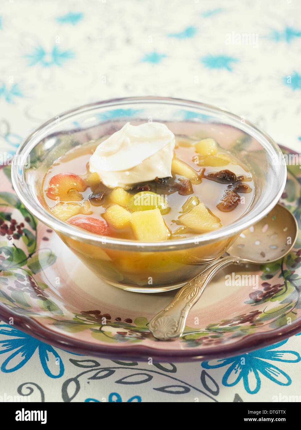 Fruit punch with soya cream Stock Photo