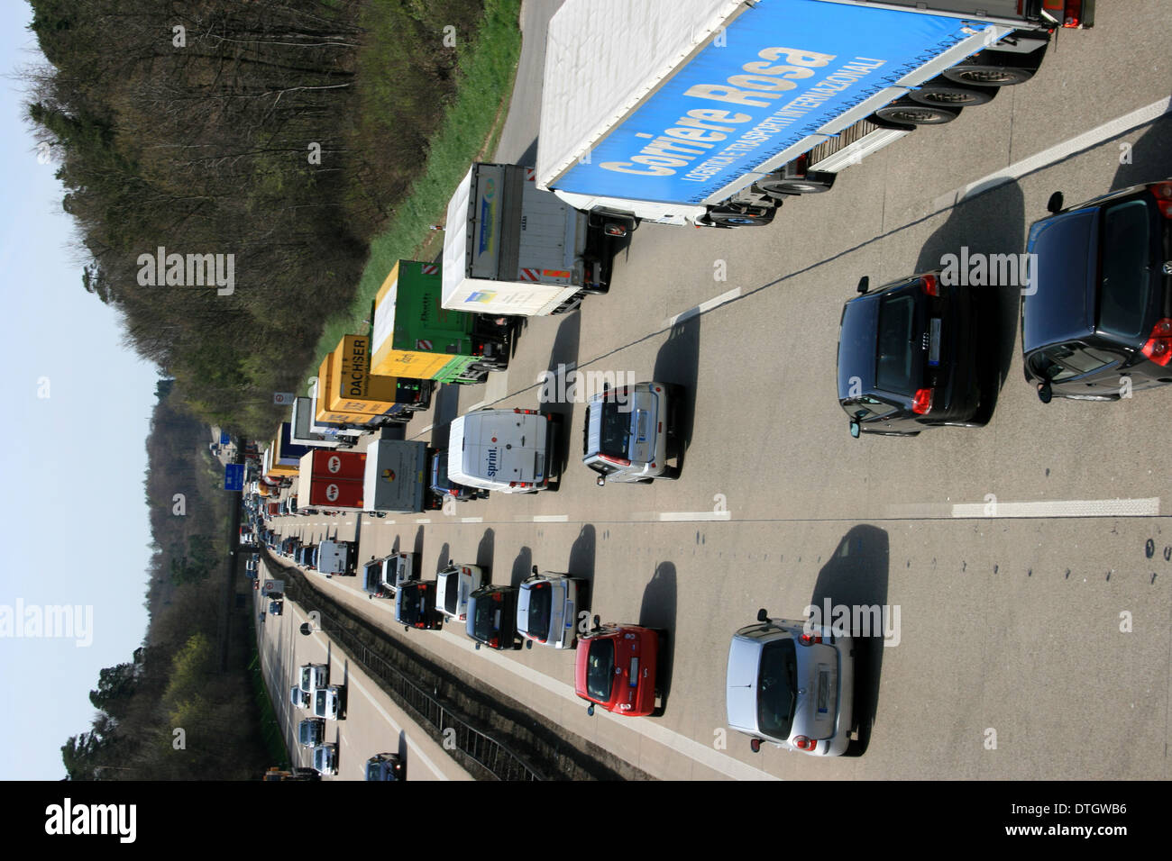 german autobahn - traffic jam Stock Photo
