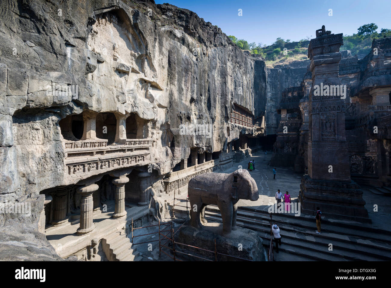 Cave 16, the Kailashanatha Cave, Ellora Caves, UNESCO World Heritage Site, Ellora, Maharashtra, India Stock Photo