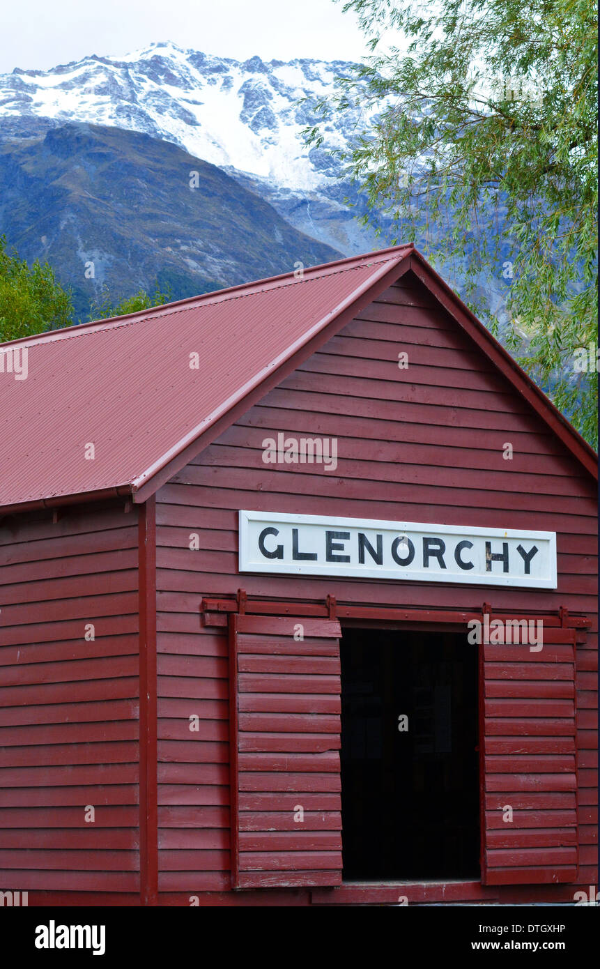 An old Boatshed in Glenorchy wharf in the south island of New Zealand Stock Photo