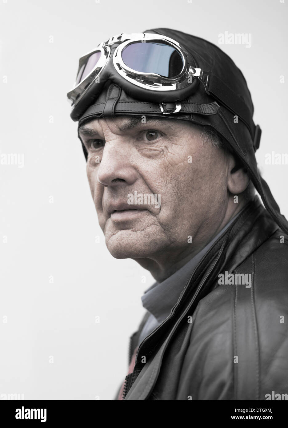 Man with aviator cap Stock Photo