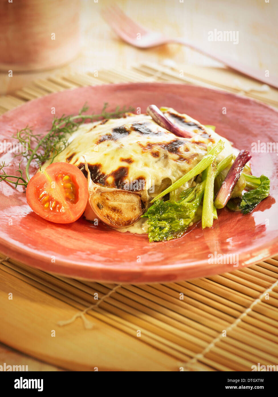 Fennel and parmesan grilled lasagnes Stock Photo