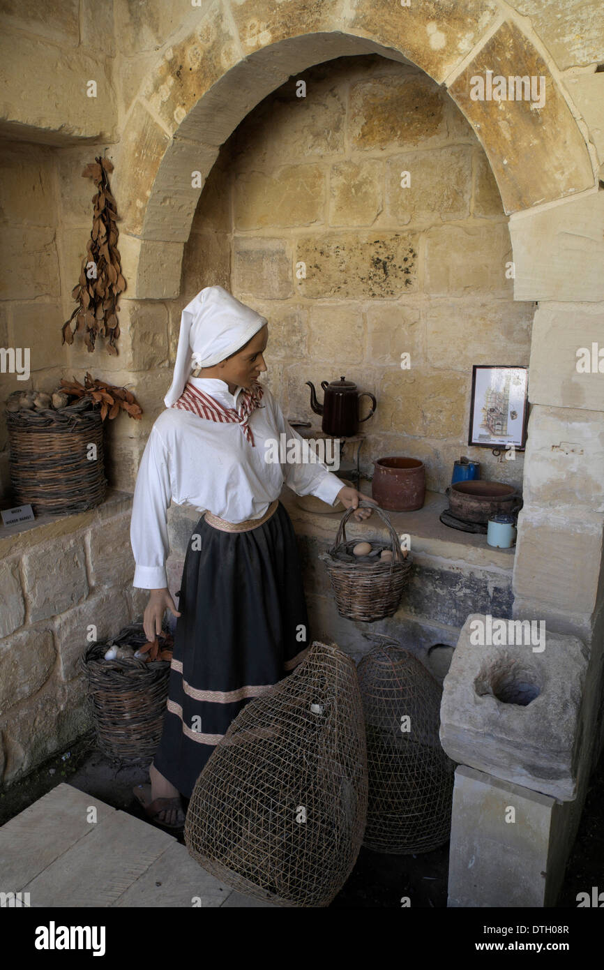 Representation of typical village life, Limestone Heritage Open Air Museum, Siggiewi, Malta Stock Photo