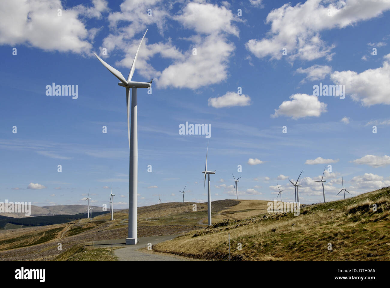SSE Clyde Wind farm in southern Scotland. Wind turbines at the Scottish and Southern Electric wind farm. Stock Photo