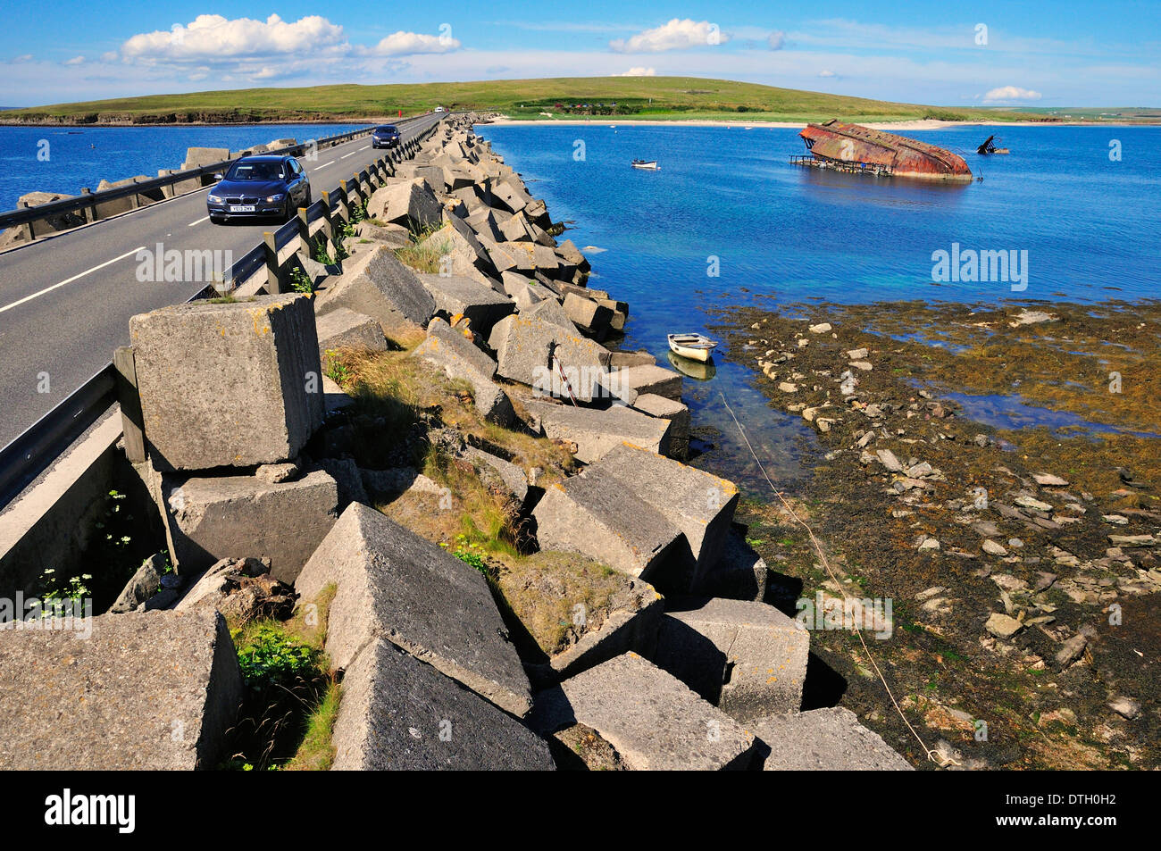 Churchill Barrier No. 3, built during World War II to protect the natural harbour of Scapa Flow, South Ronaldsay, Orkney Stock Photo