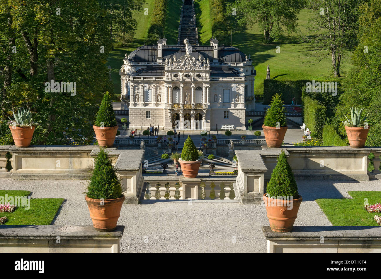 Terrace gardens in the grounds of Schloss Linderhof Palace, Upper Bavaria, Bavaria, Germany Stock Photo
