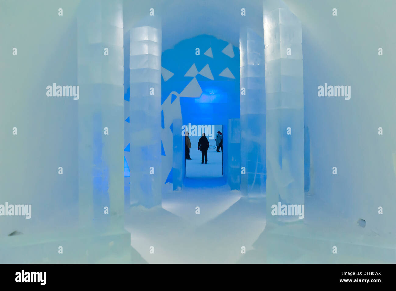 Ice art, entrance, pillars of ice in the church, Jukkasjärvi Icehotel