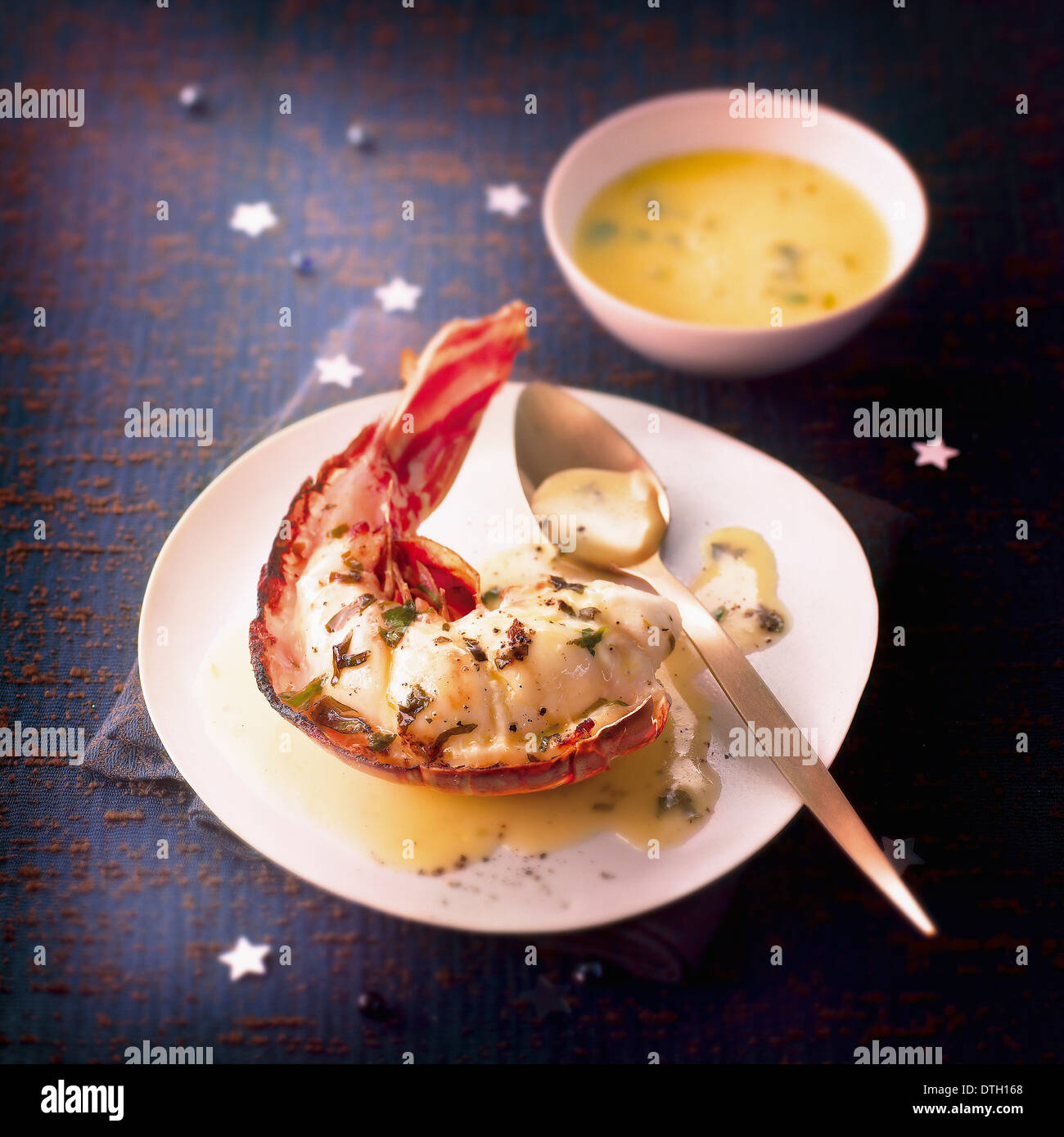 Spiny lobster with tarragon butter sauce Stock Photo Alamy