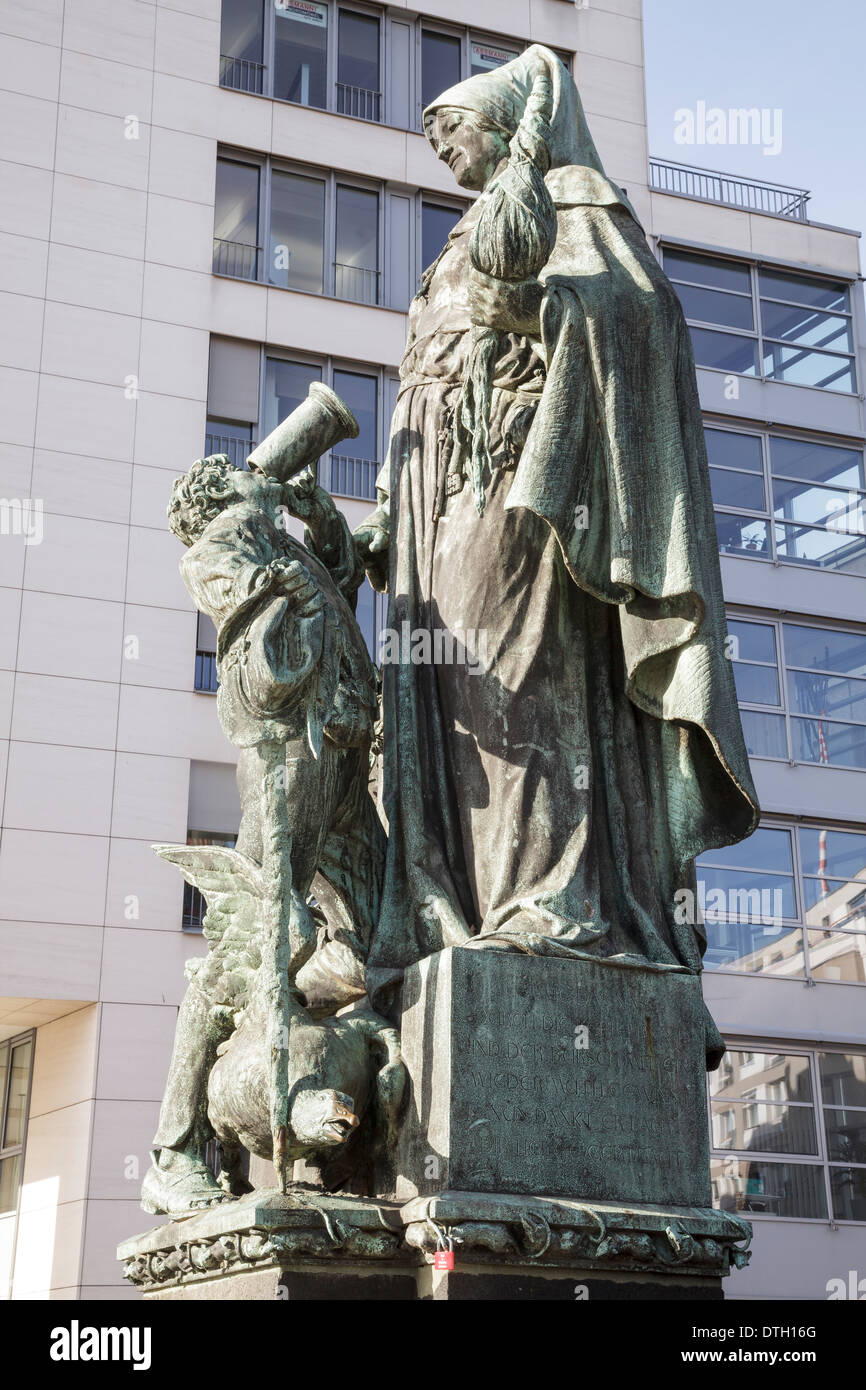 Statue of Saint Gertrude on Gertraudenbrücke, Berlin, Germany Stock