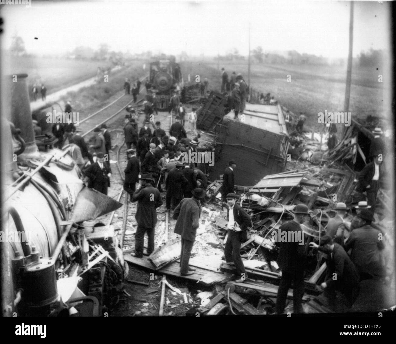 Scene at railroad accident ca. 1900 Stock Photo Alamy