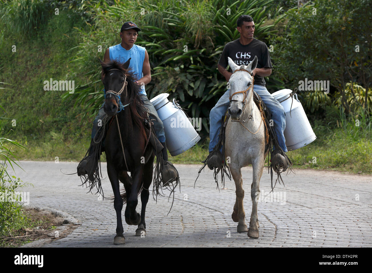 Men on horses, Nicaragua Stock Photo