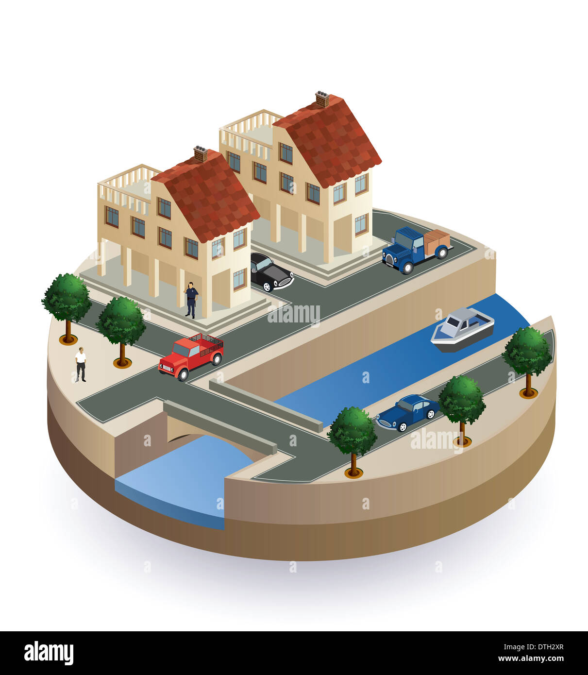 isometric view of a country house Stock Photo - Alamy