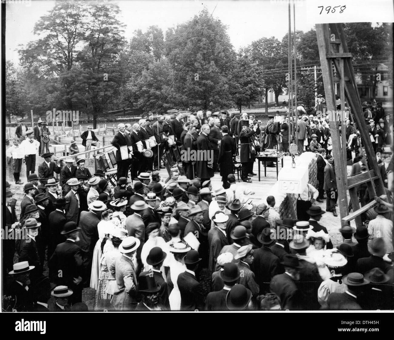 Miami University Auditorium Building cornerstone ceremony 1907 Stock