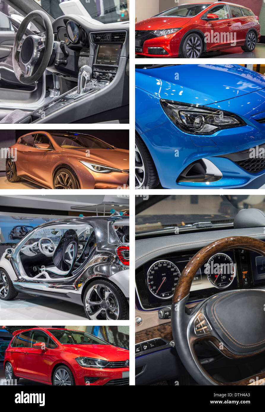 Collage with impressions of the IAA 2013 in Frankfurt. Stock Photo