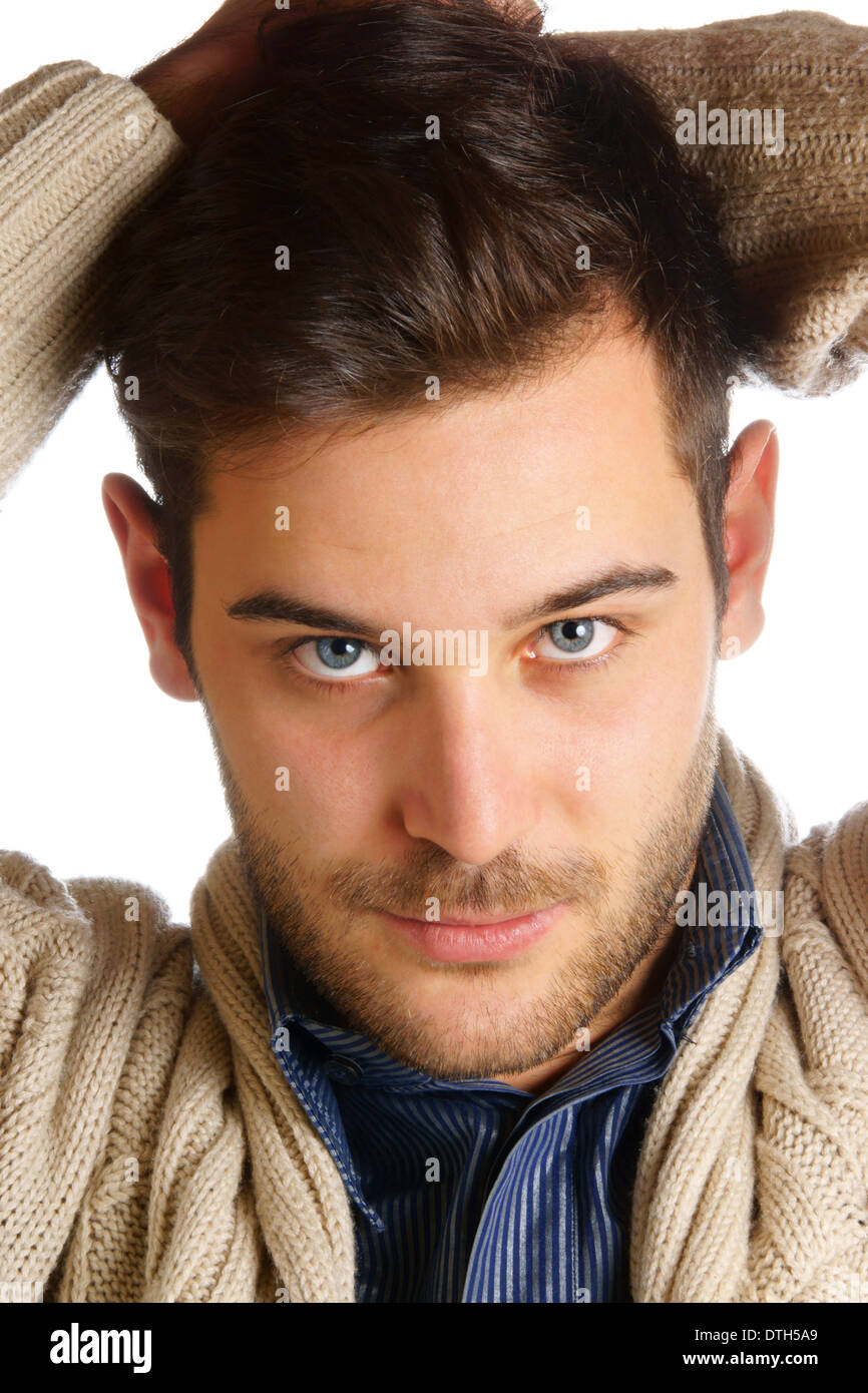 handsome man with blue eyes and brown hair