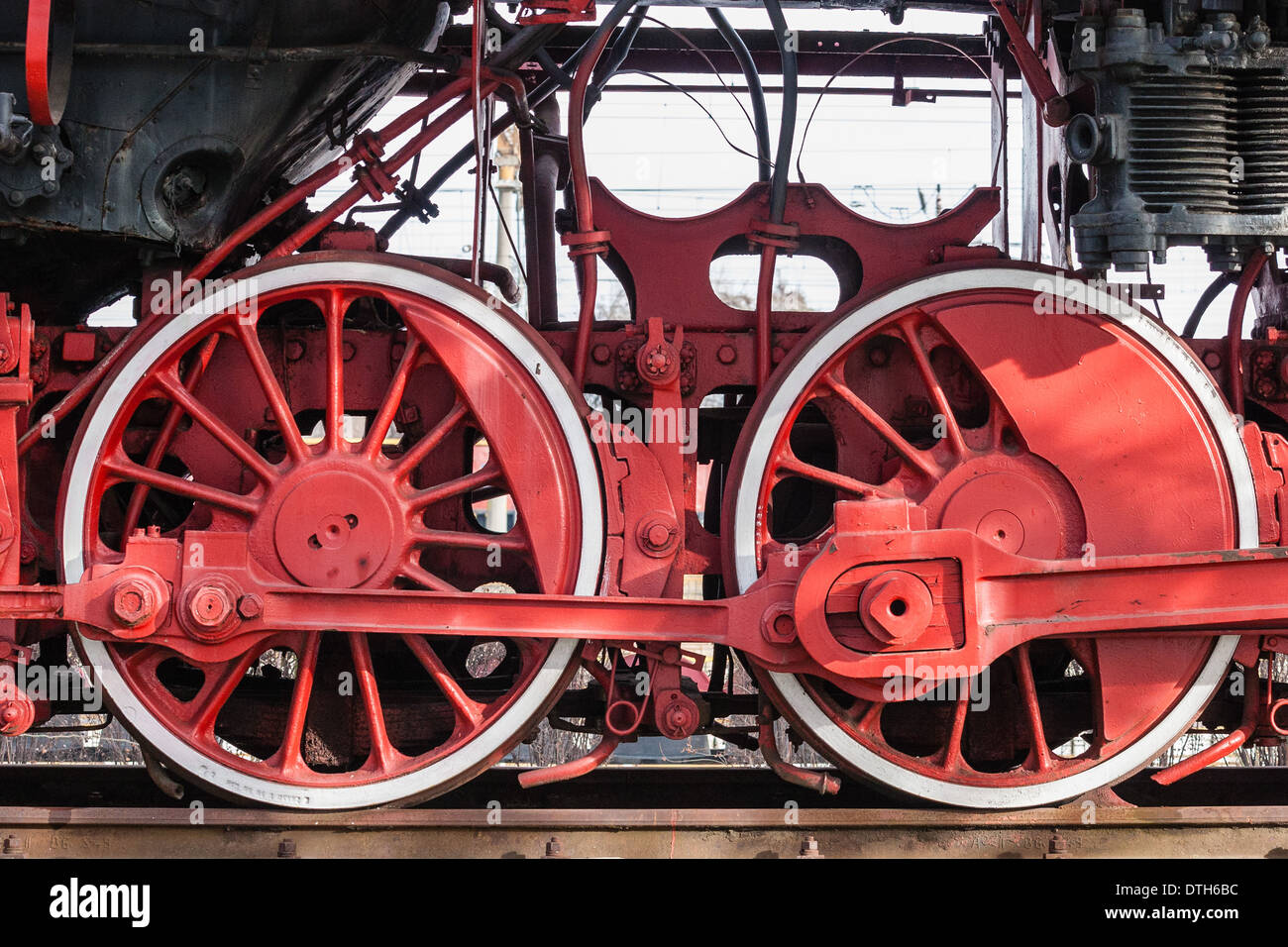 Red train wheels from old steam train Stock Photo 66761056 Alamy