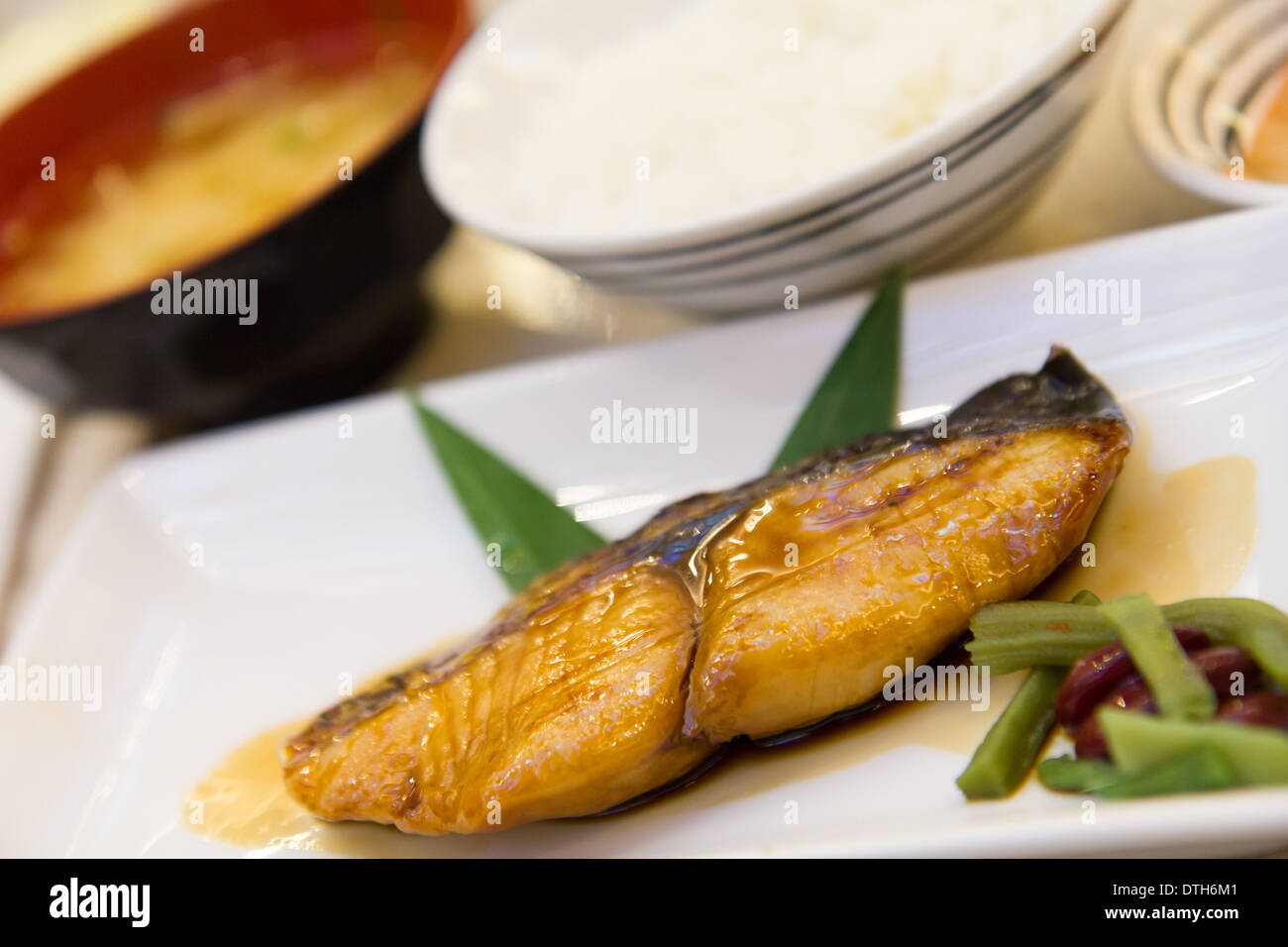 Sawara Steak Grill Sawara Fish With Teriyaki Sauce Japanese Set It So Stock Photo Alamy