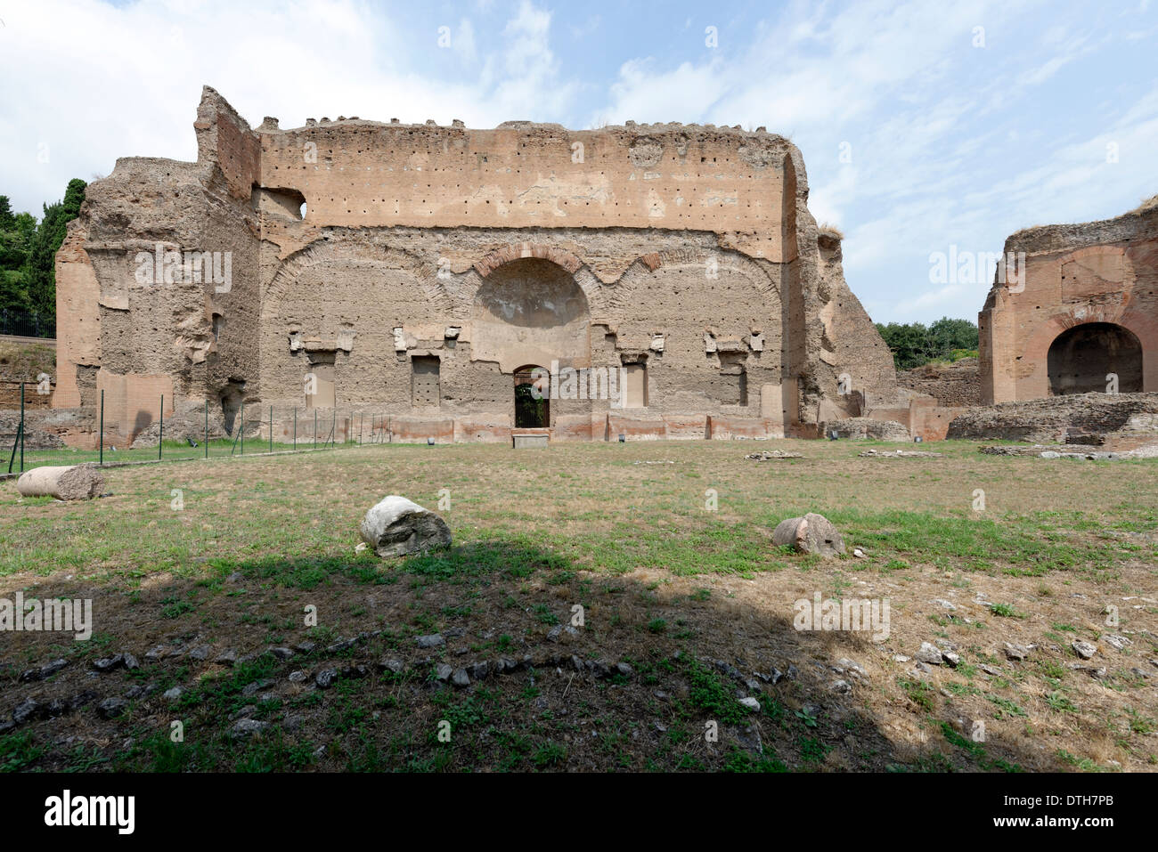 Ruins Gymnasia with exedra along outer west wall Baths Caracalla Rome Italy Baths Caracalla (Terme Stock Photo