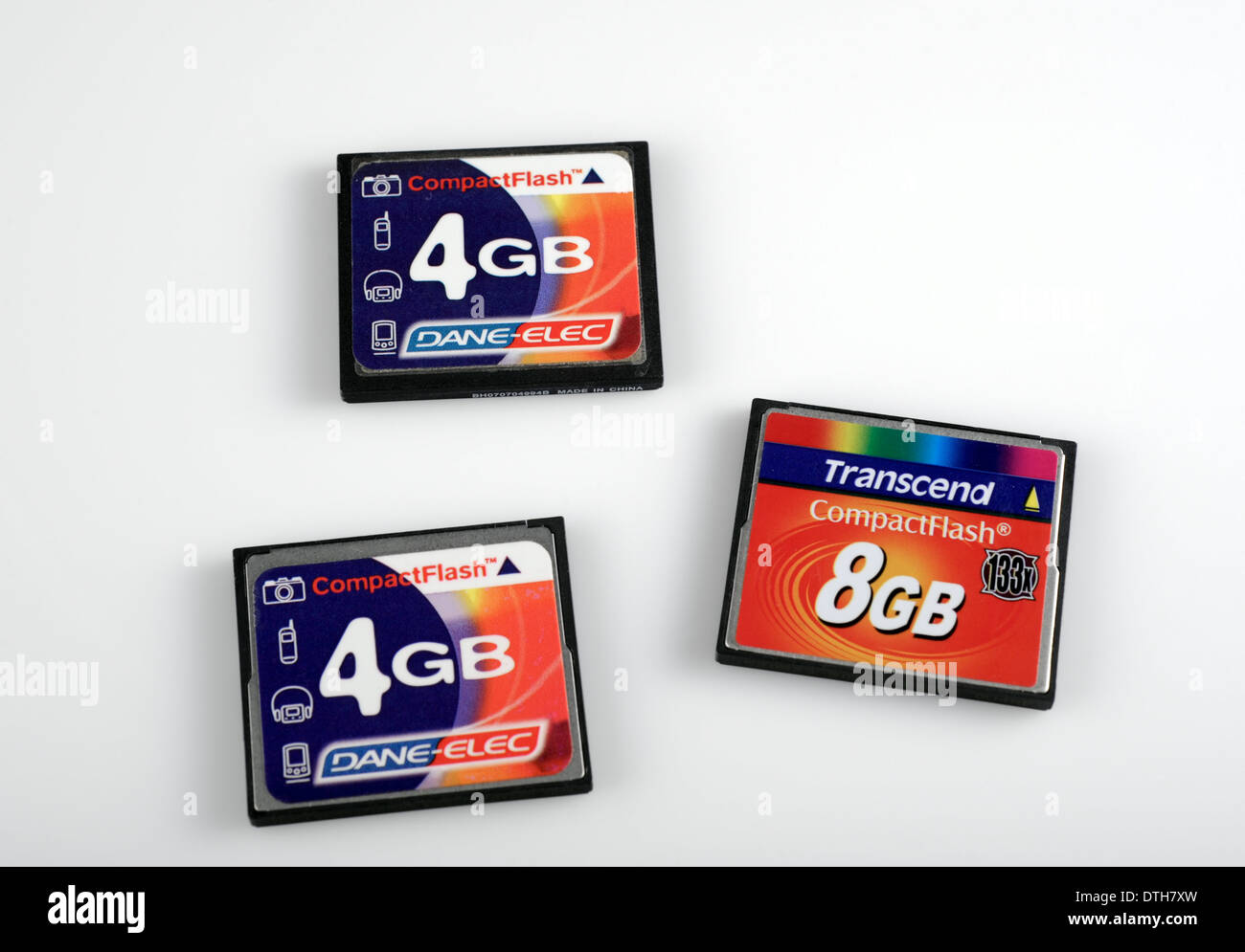 3 three CF Compact Flash CompactFlash memory cards Stock Photo