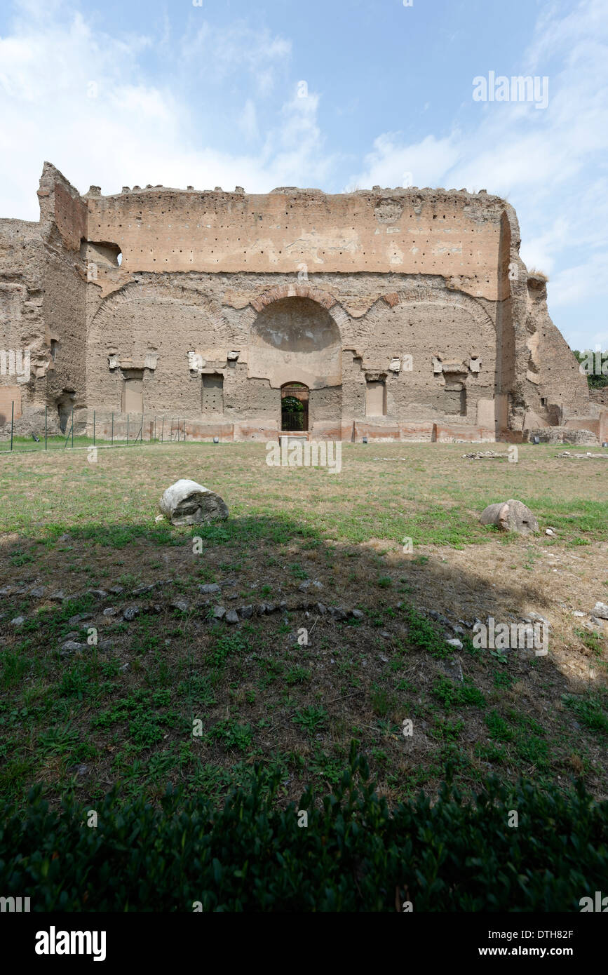 Ruins Gymnasia with exedra along outer west wall Baths Caracalla Rome Italy Baths Caracalla (Terme Stock Photo