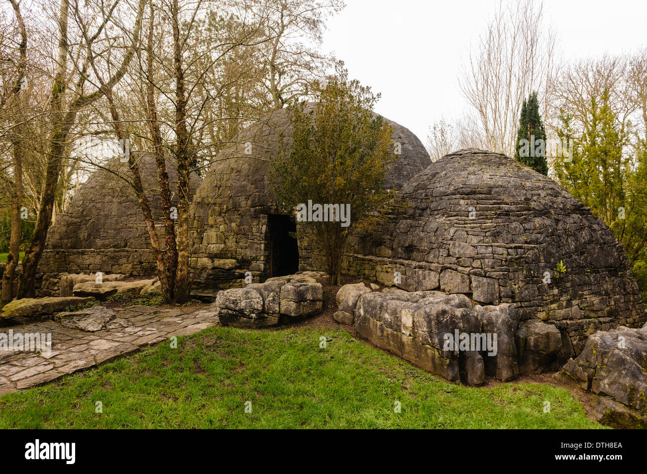 Monastic Cells at St. Fiachra's Gardens, at the Irish National Stud in Kildare. Stock Photo