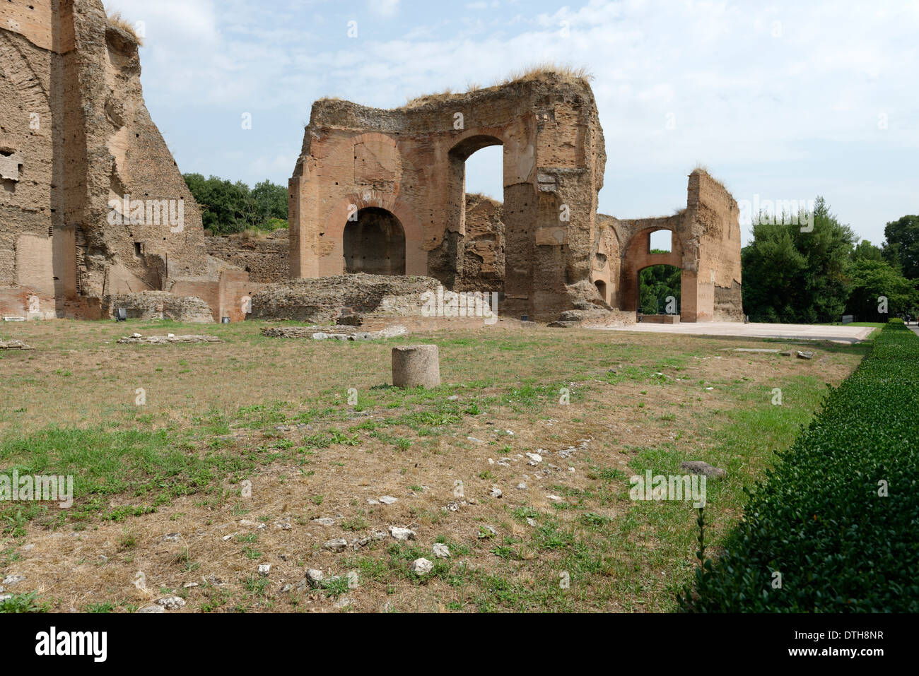 Ruins octagonal hall nymphean outer west wall Baths Caracalla Rome Italy Baths Caracalla (Terme di Stock Photo