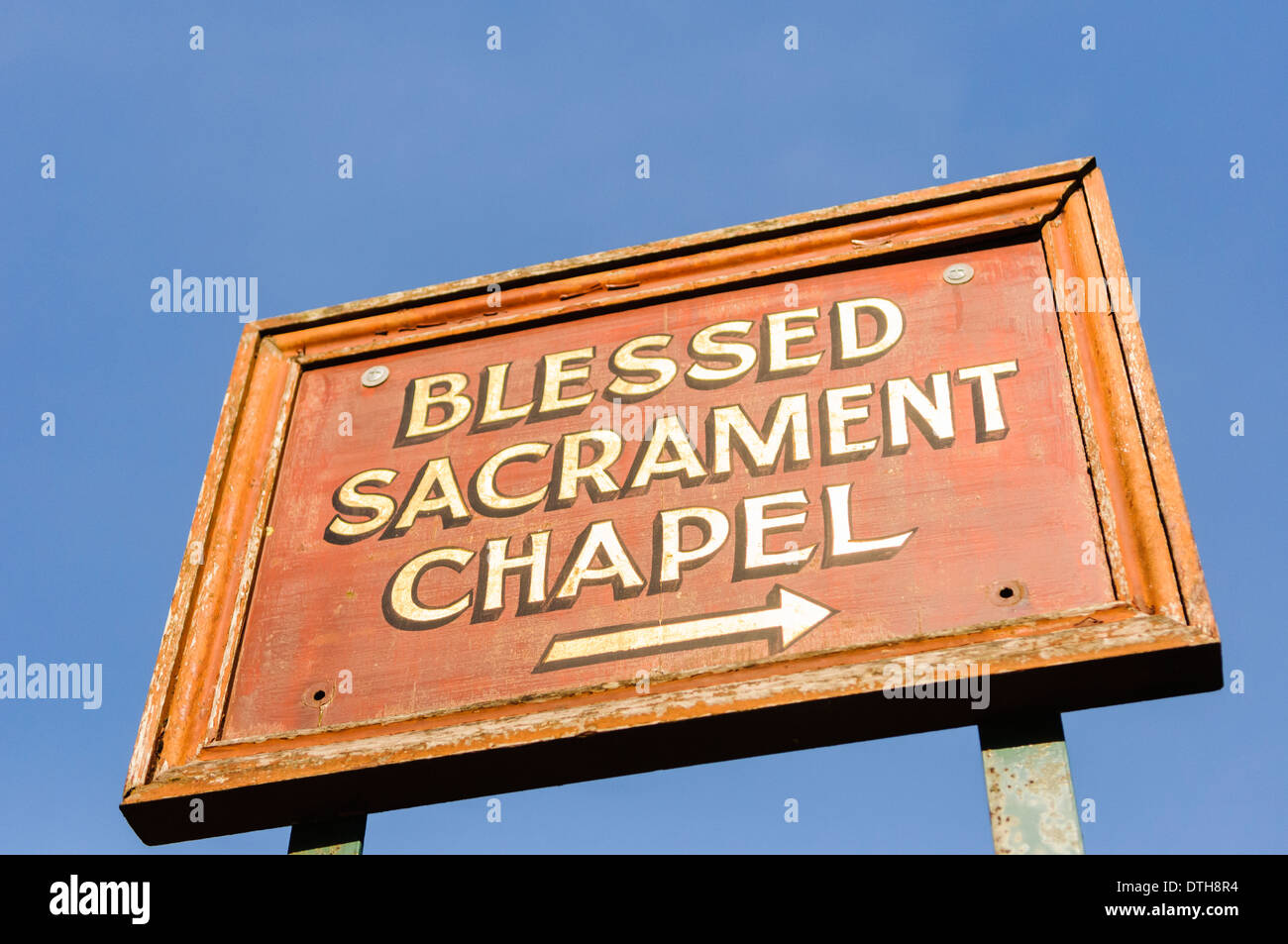 Sign for the Blessed Sacrament Chapel Stock Photo