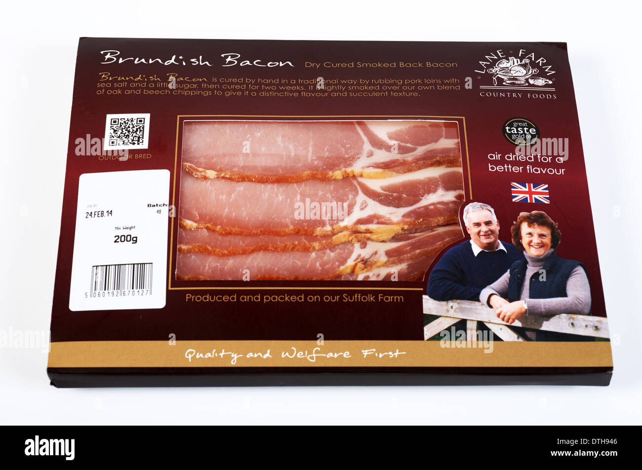 Lane Farm Country Foods Brundish dry cured back bacon Stock Photo