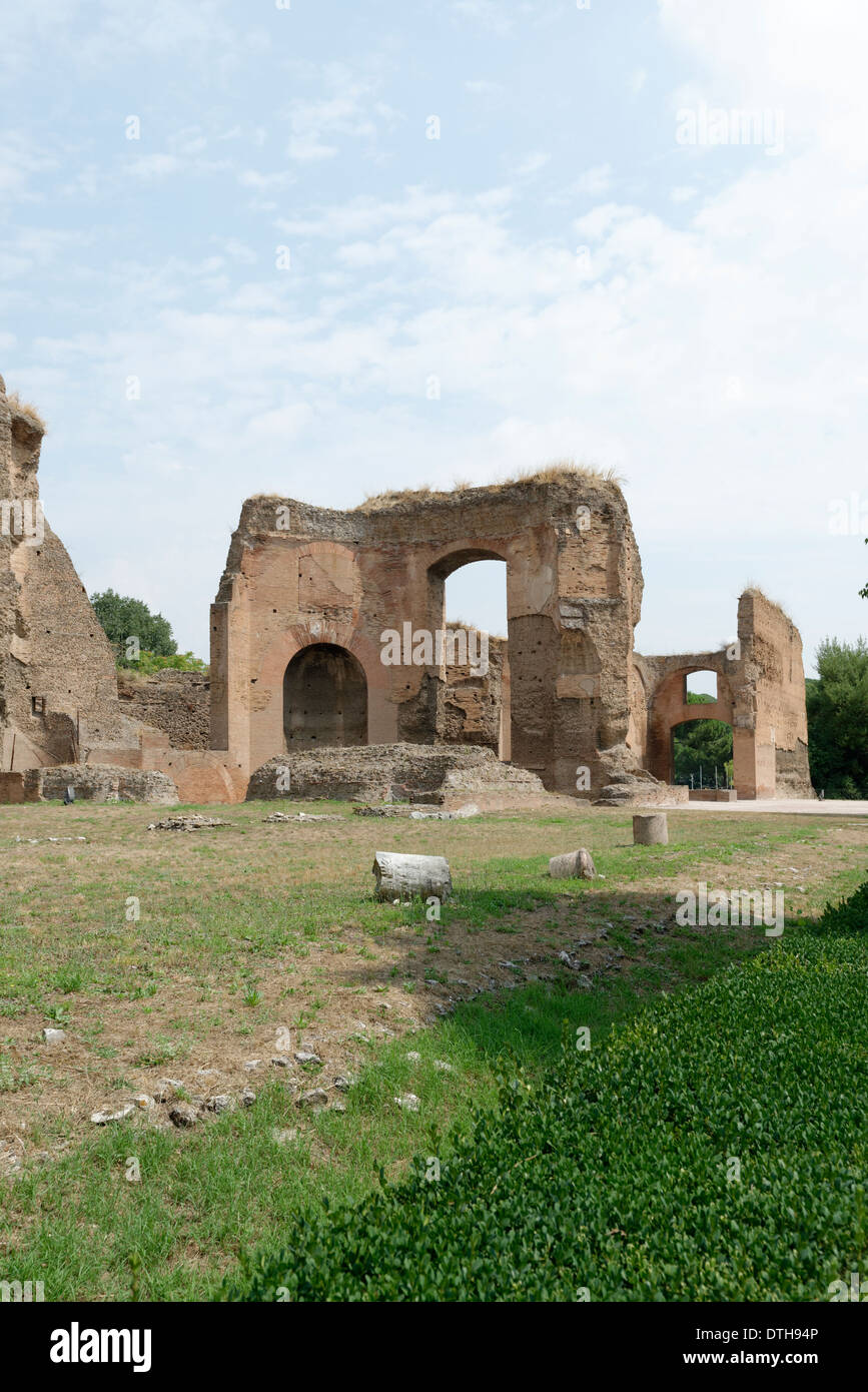 Ruins octagonal hall nymphean outer west wall Baths Caracalla Rome Italy Baths Caracalla (Terme di Stock Photo