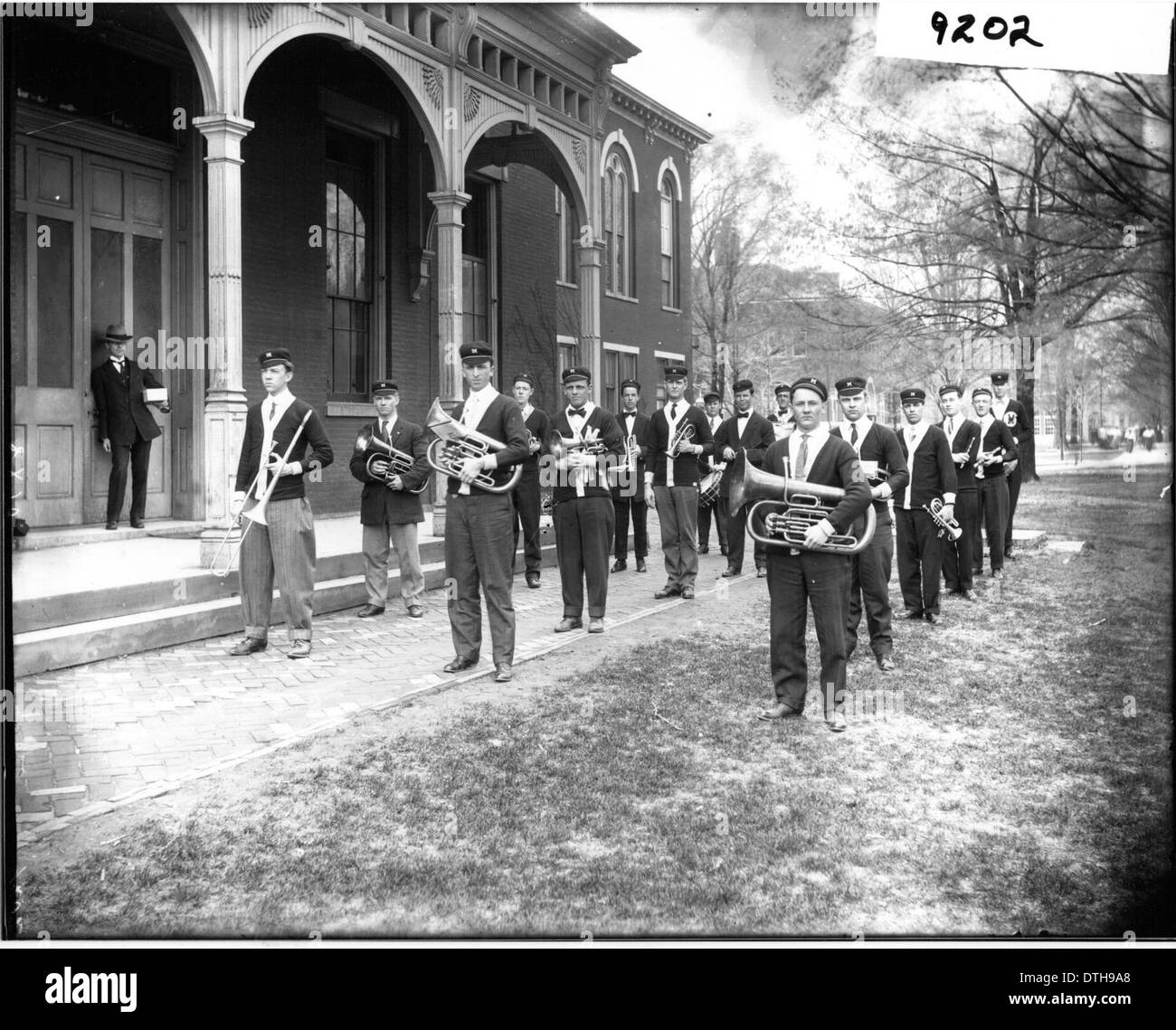 Miami University band members with instruments in 1909 Stock Photo Alamy