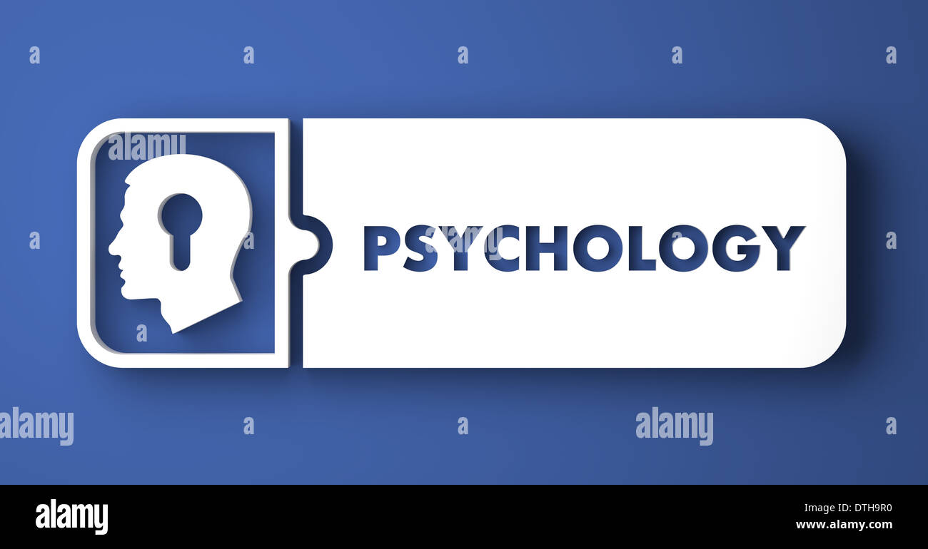 Psychology Concept on Blue in Flat Design Style. Stock Photo