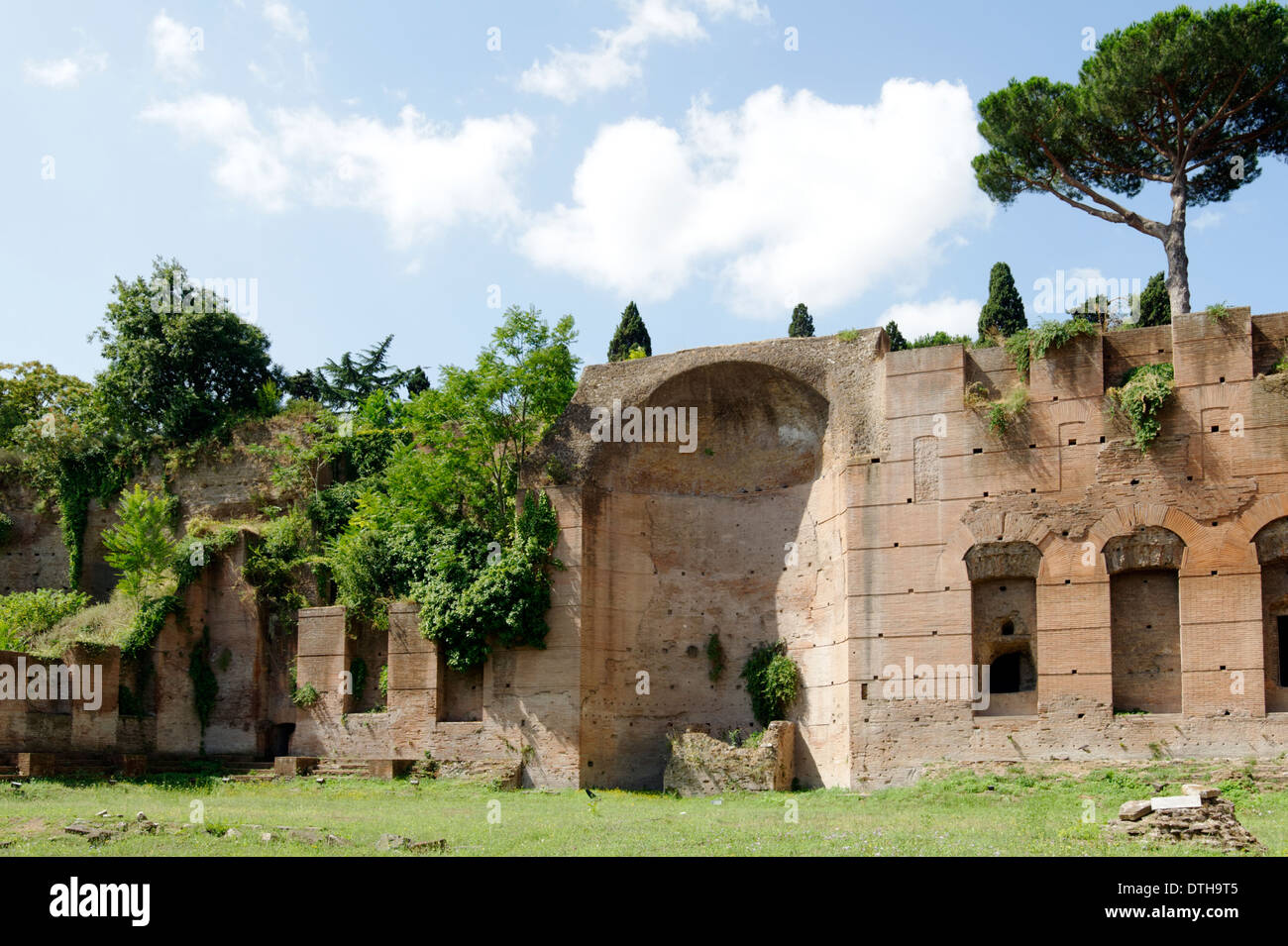 Ruins northeast library with niches for book volumes at Baths Caracalla Rome Italy Baths Caracalla (Terme Stock Photo