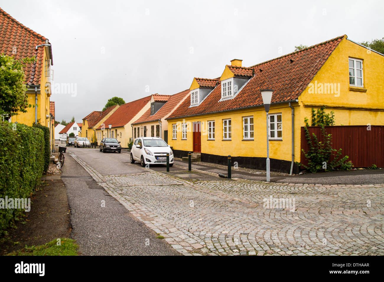 A village street in the historic rural town of Maribo denmark Stock Photo