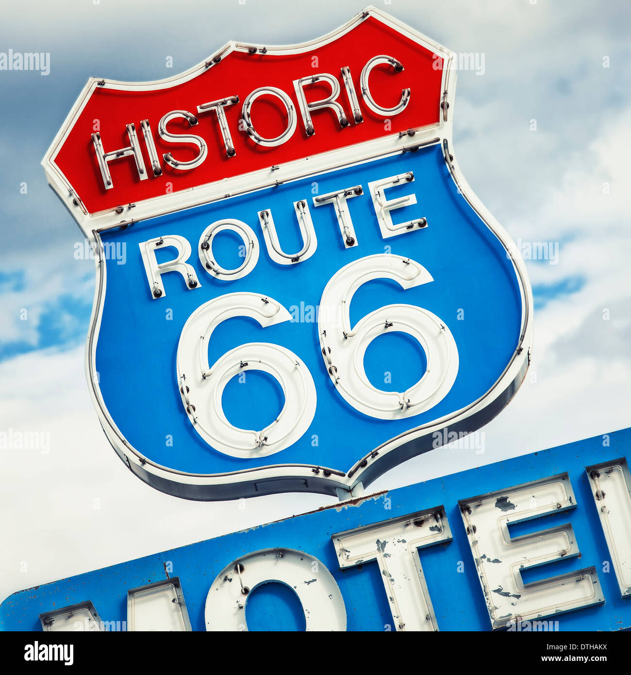 Famous Motel sign on Route 66 USA Stock Photo