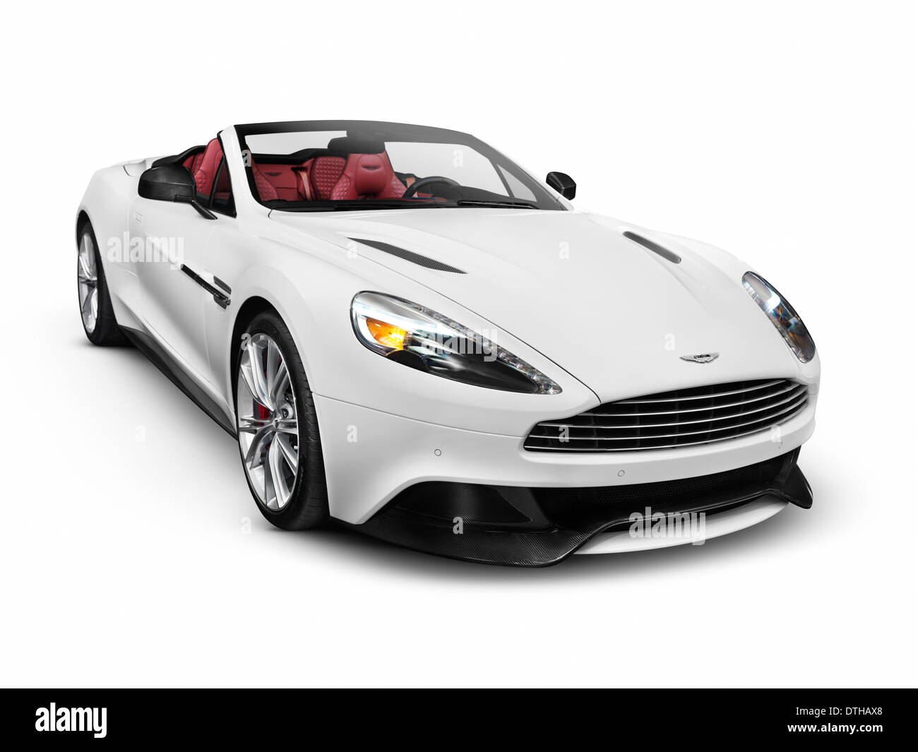 License available at MaximImages.com - White 2014 Aston Martin Vanquish Volante grand tourer luxury car isolated on white background with clipping pat Stock Photo