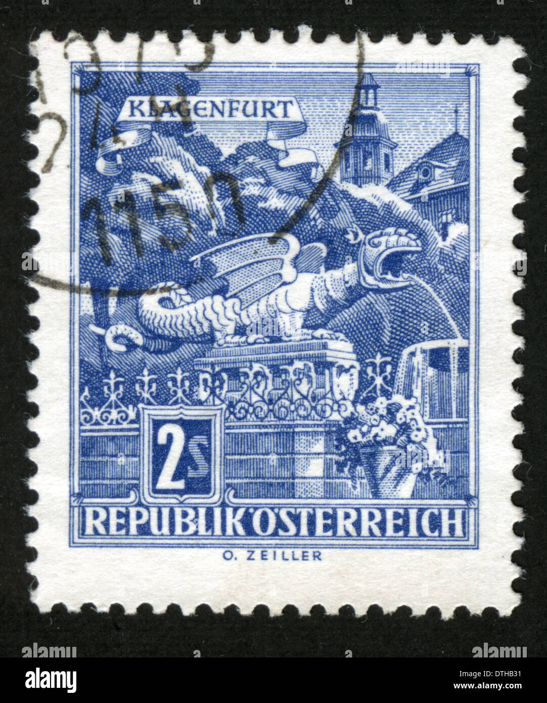 Klagenfurt, capital of Carinthia, postage stamp, Austria Stock Photo