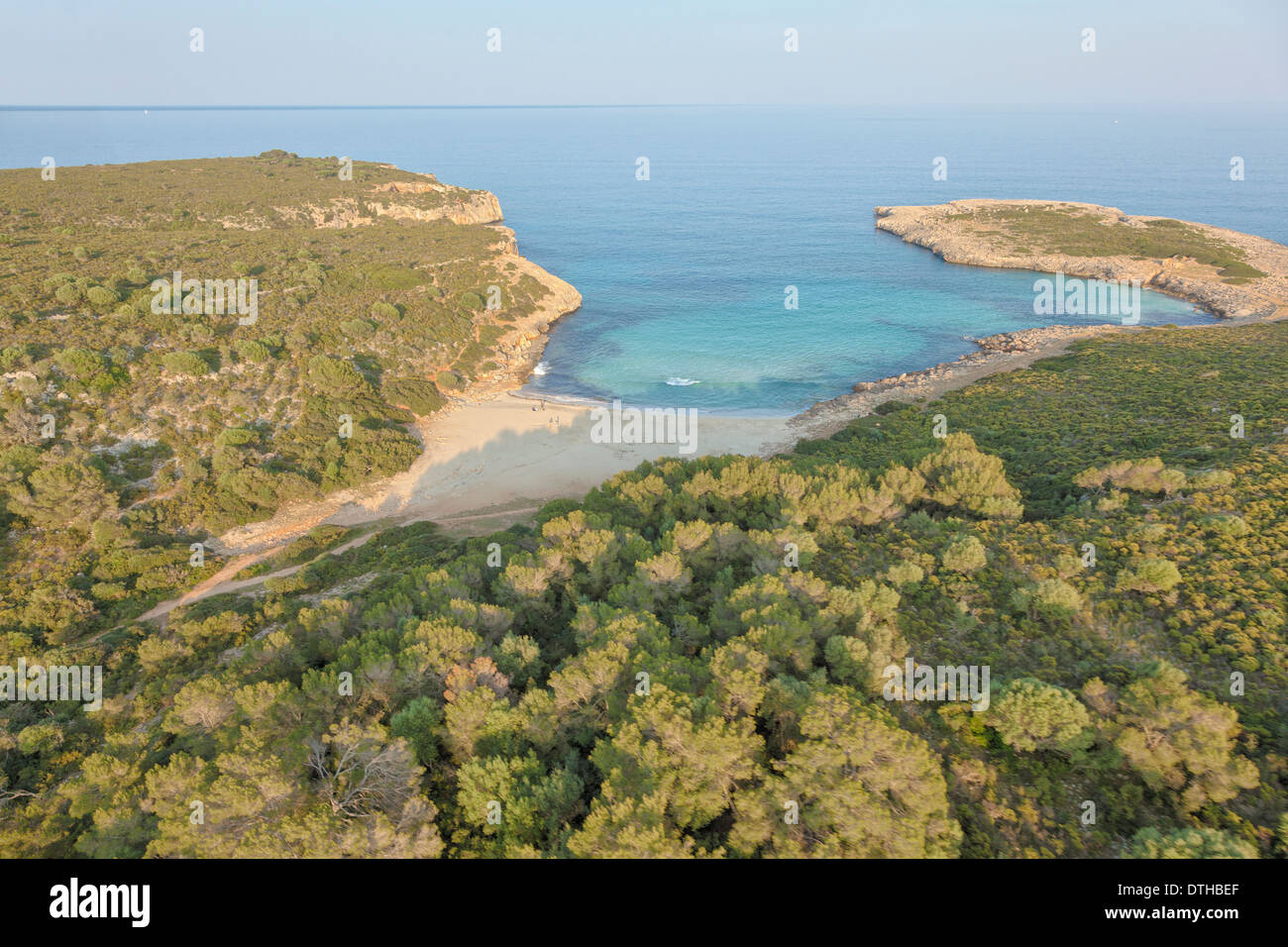 Majorca's eastern coast. Cala Varques unspoilt cove. Manacor area. Aerial view. Springtime. Balearic islands, Spain Stock Photo