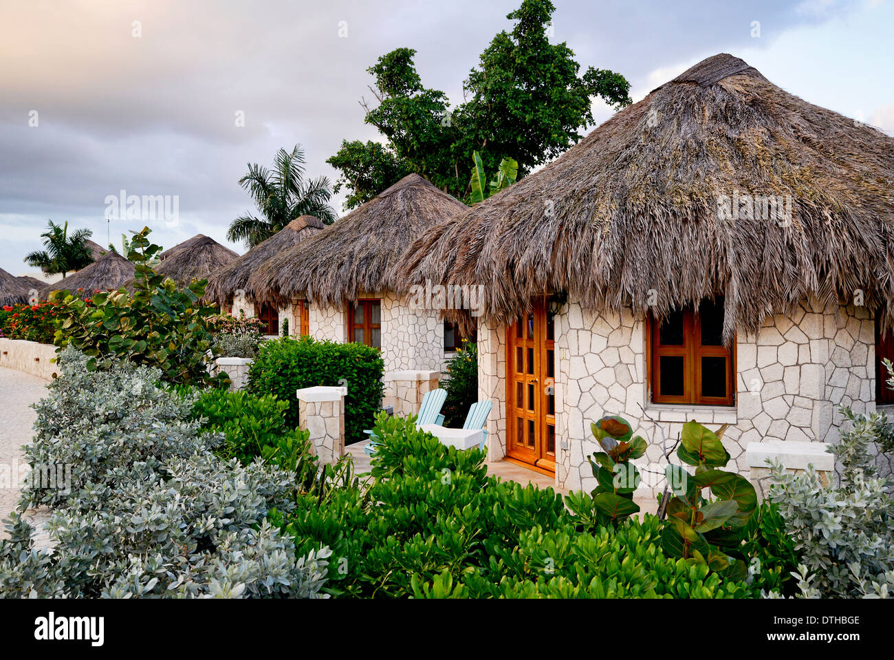 The Spa Retreat boutique hotel cottages with thatched roof Stock